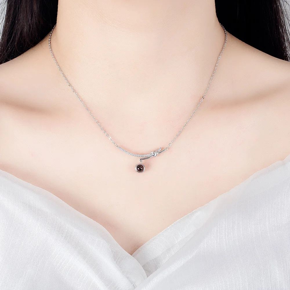 925 الفضة الاسترليني الأزياء الفن 100 لغة أحبك الإسقاط حجر قلادة عيد ميلاد حزب الذكرى هدية #5