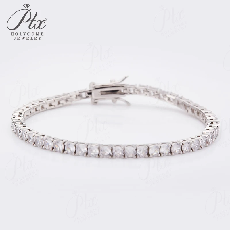 

Moissanite 5mm Round Cut S925 Sterling Silver Tennis Bracelet Women Fashion Simple Engagement Wedding Fine Jewelry 7/7.5/8inch