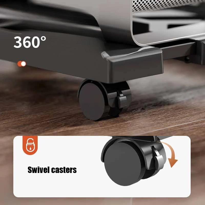 1 PC ABS Computer Host Bracket Mobile Cooling Rack, Home and Office Chassis with Wheel Base Retractable Computer Storage Rack