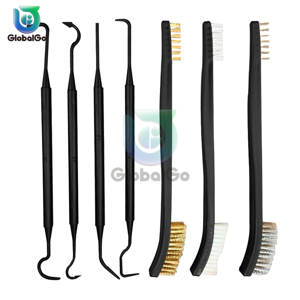 Multi-function Car Detailing Cleaning Tool Accessories Wire Brushes and 4 Nylon Picks Pick and Brush Set 3 Double-headed Brushes