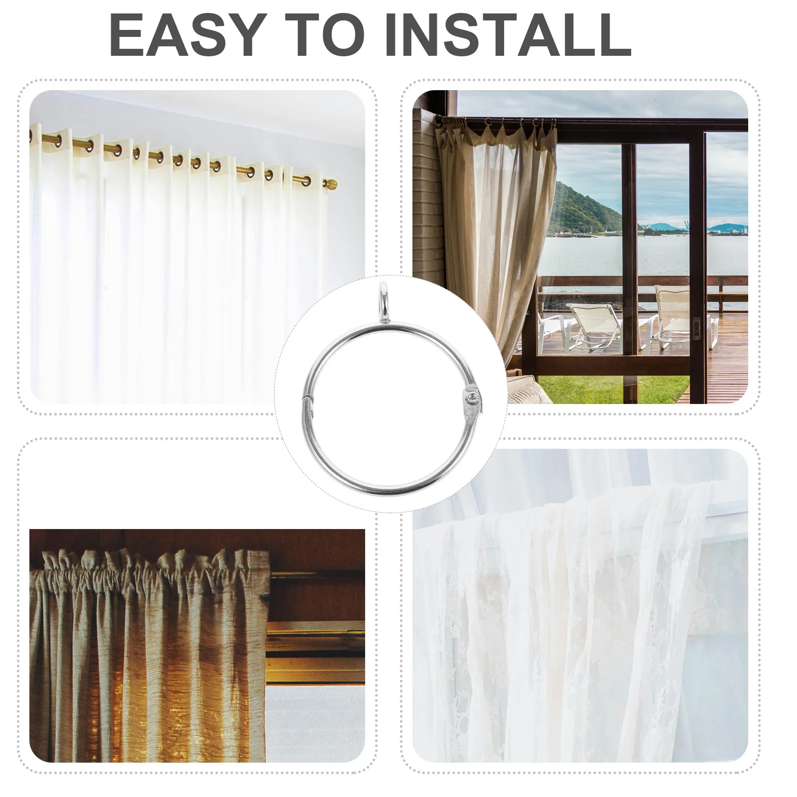 

20Pcs Curtain Rings for Drapes Stainless Steel Heavy Duty Hanging Shower Curtain Eyelet Rings Smooth Slide Buckle Ring Home