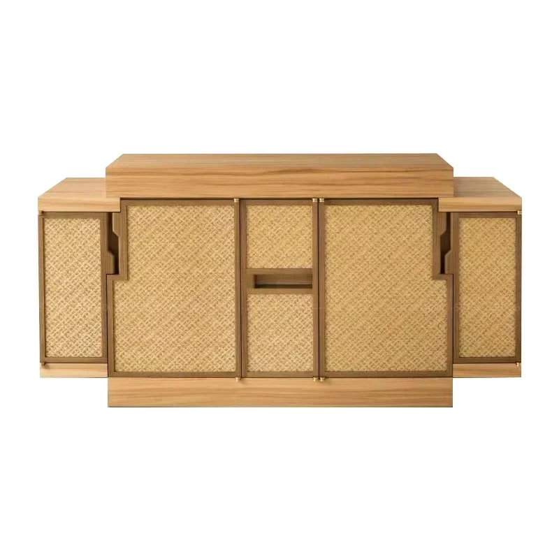 Modern light luxury solid wood side cabinet dining side hotel model room club living room decorative low
