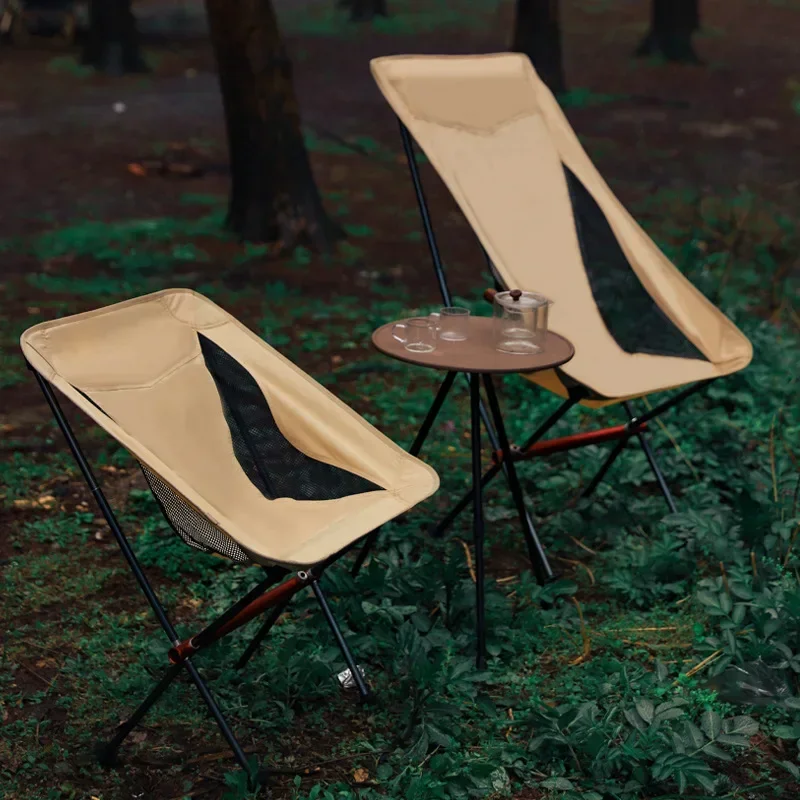 Outdoor Ultra Light Aluminum Alloy Folding Chair Portable Backrest Beach Leisure Moon Chair Fishing BBQ Large Chair