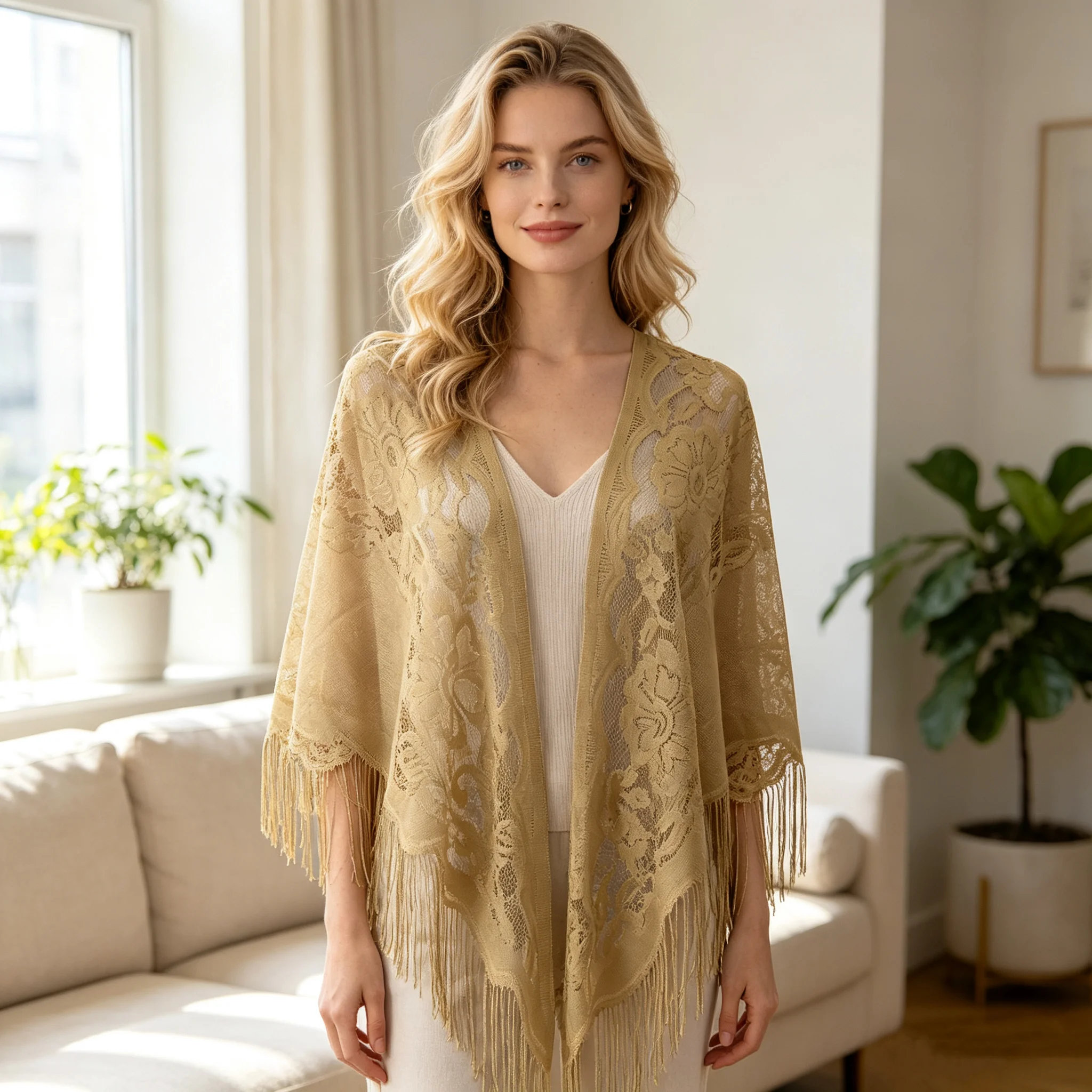 Tassel Patchwork V-Neck Cardigans Women Wedding Accessories Shawl Hollow Multicolored Evening Prom Cape Tulle Shawl Party