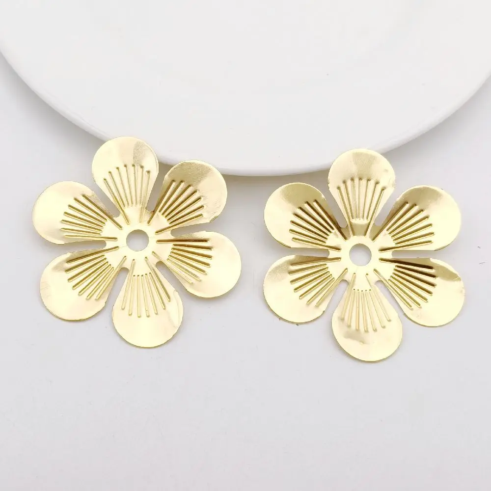20 PCS 22/28/38/50mm Metal Filigree Flowers Slice Charms Base Jewelry Accessories DIY Components Making
