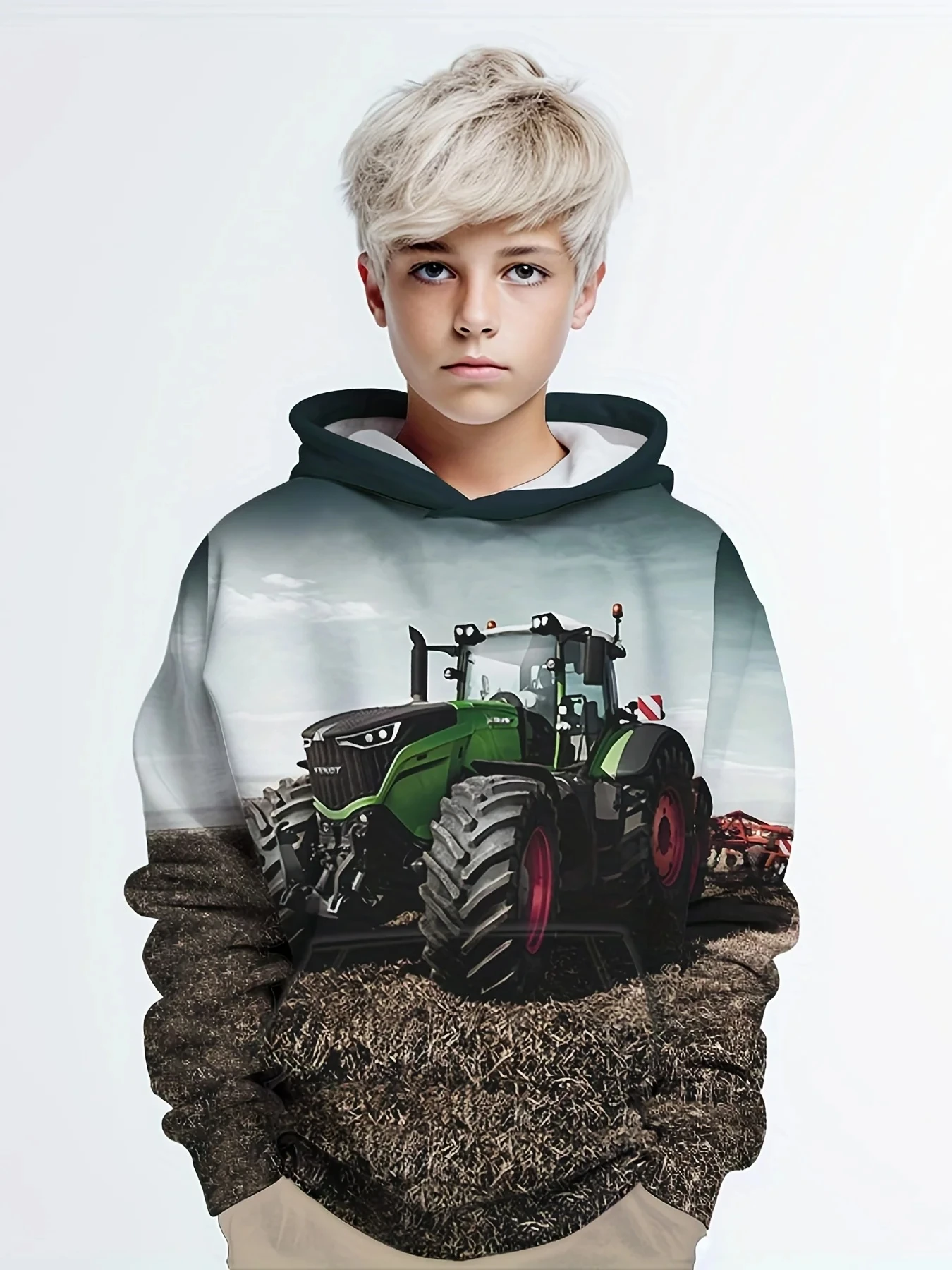 Hoodies Truck Tractors 3D Print Streetwear Boy Girl Fashion Sweatshirts Oversized Hoodie Kids Pullovers  Car Tractor Tracksuits