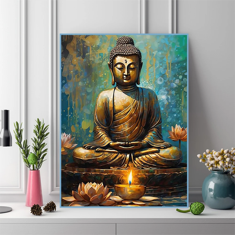 Momoart Diamond Painting Buddha Portrait DIY Diamond Mosaic Religion Craft Kit Flower Lotus Embroidery Home Bedroom Wall Artwork view 3