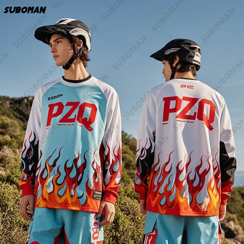 

Новинка 2025, мужской велосипедный трикотаж PZQ, MTB, горный мотоцикл, спортивная одежда с длинными рукавами, уличная спортивная одежда, велосипедный трикотаж, футболка, топы, S-4XL