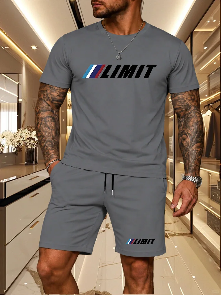 Men's Tracksuit 2 Piece O-neck Short Sleeve Shirt Shorts Set Men's Running Suit Plus Size T shirts Man Clothing Summer T-shirt