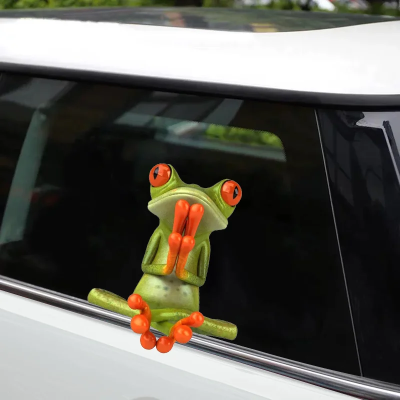 A0125# 13 cm/17 cm 3D Self-adhesive Decal Cartoon Frog Car Sticker Waterproof Auto Decors on Bumper Rear Window Laptop