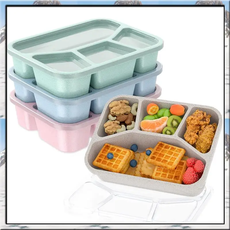 ランチボックス弁当箱子供用ランチボックス食品保存容器4コンパートメントミールプレップコンテナ透明カバー付きas59-
