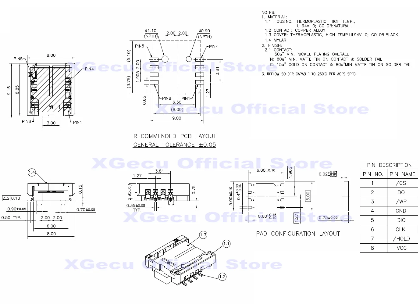 QFN8 /WSON8/MLF8/MLP8/DFN8 TO DIP8 universal two-in-one socket/adapter for both 6*5MM and 8*6MM chips SMT  BIOS flash socket