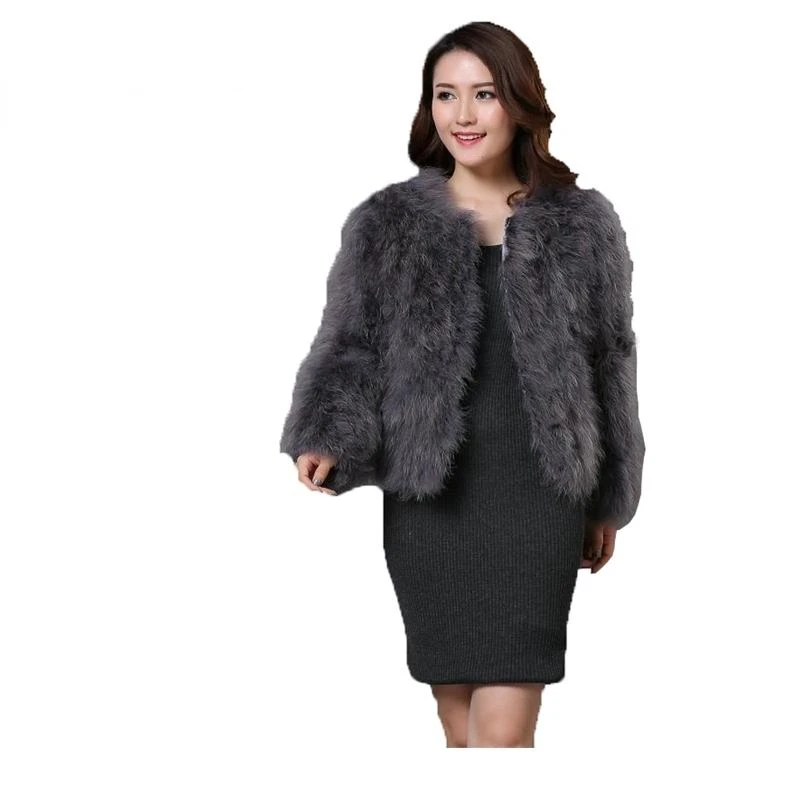 Chaqueta de plumas de piel sintética para mujer, abrigo esponjoso de talla grande para Otoño e Invierno