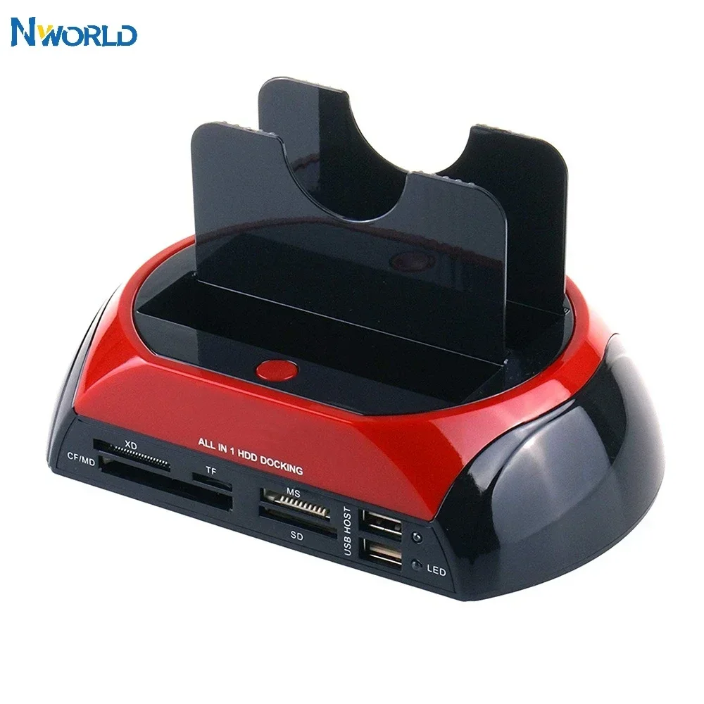 Nworld 2.5 3.5 Inch IDE SATA Hard Drive All in One Dual Slots USB 2.0 To SATA IDE HDD Docking Station Card Reader