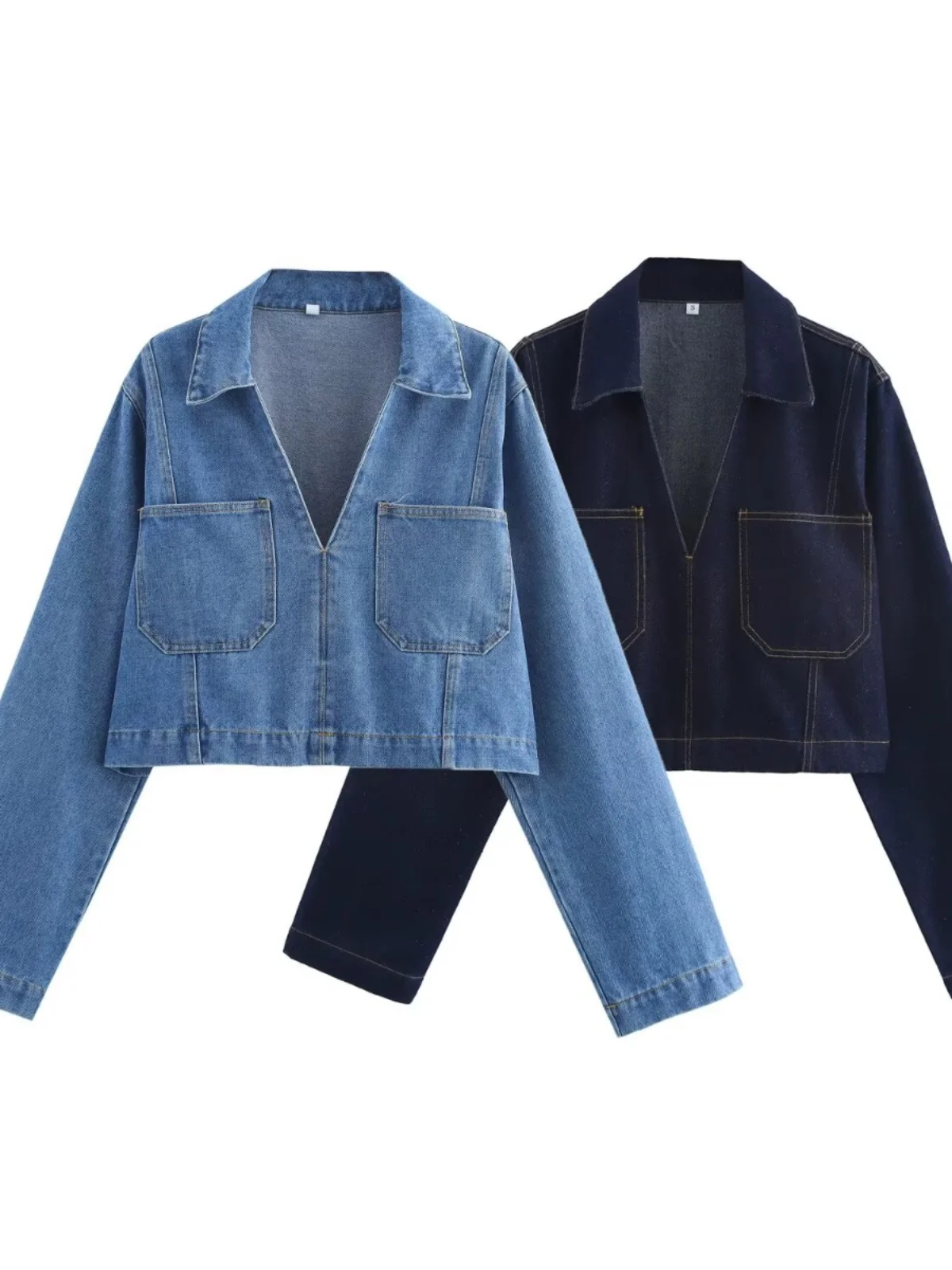 

Street Sle ort Waist Exposure Denim irt Женский воротник Long Sve Cool Little Jaet Весна Осень Высокая талия pe