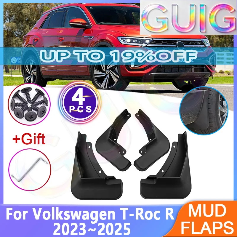 4pcs Front Rear Mudguards For Volkswagen VW T-Roc R 2023 2024 2025 Mud Wheel Protect Fender New Upgrade Mudflap Auto Accessories