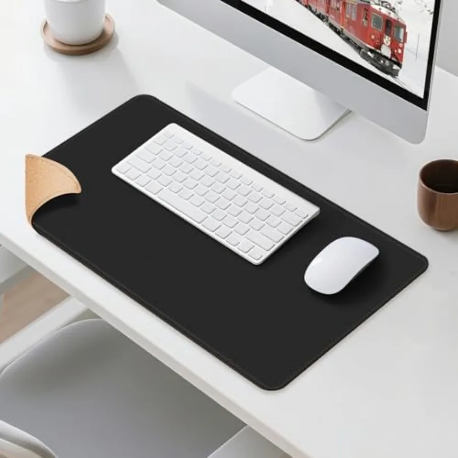 

Leather Mouse Pad with Stitched Edge, Waterproof Gaming Mouse Mat for Computers, Laptop, Office and Home Black, 33"*13"