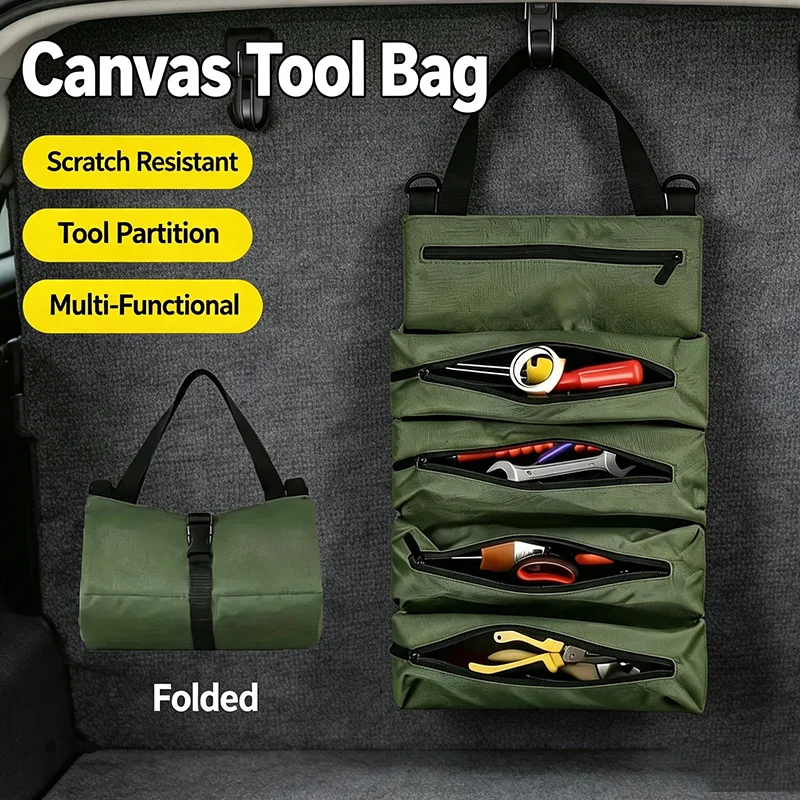 New Handheld Canvas Tool Kit Multi functional Durable Woodworking Electrician Special Repair Storage Bag Portable Roll Bag