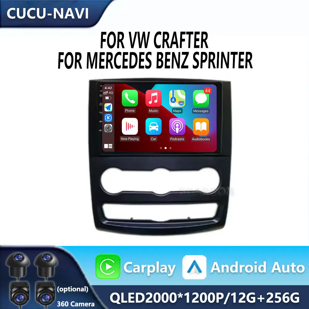 

10 "Android 14 для VW Crafter для Mercedes Benz Sprinter автомобильный радиоприемник мультимедийный видеоплеер GPS стерео CarPlay + автоматический WIFI + 4G DSP