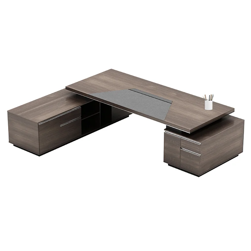 Manager MDF Desk Luxury Executive Escritorio Armrest Modern Wooden Desk L-Shaped Office Furniture Solid Wood Office