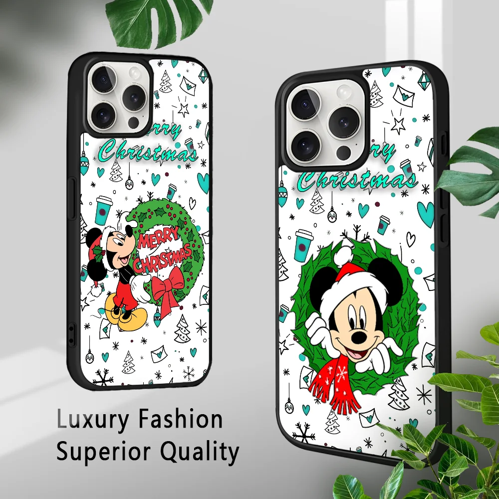 Mickey Vrolijk Kerstfeest Telefoon Case Voor iPhone 16 15 14 13 12 11 Pro Xs Max Mini Plus Celulares harde Funda Dropshipping