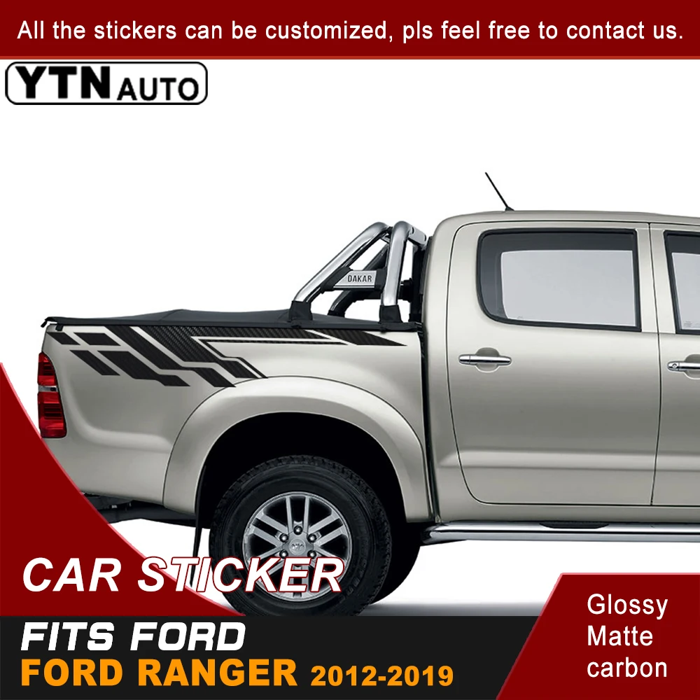 

Автомобильные наклейки для Ford Ranger T6 T7 T8 2012-2022, аксессуары, 2 шт., задняя дверь, гоночный Стайлинг, градиентный Графический виниловый автомобильный стикер