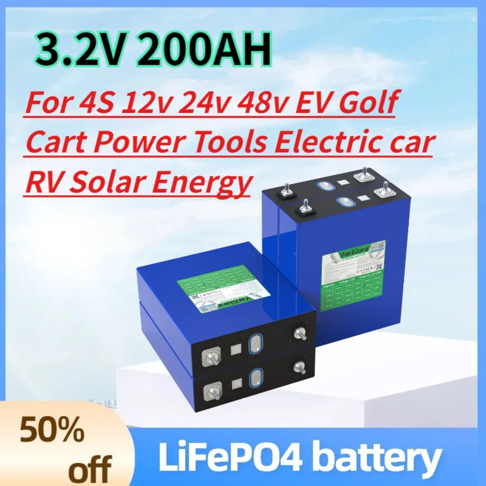 

lifepo4 Cells 3.2V 200AH Lithium-iron phospha DIY for 4S 12v 24v 48v EV Golf Cart Power Tools Electric car RV Solar Energy