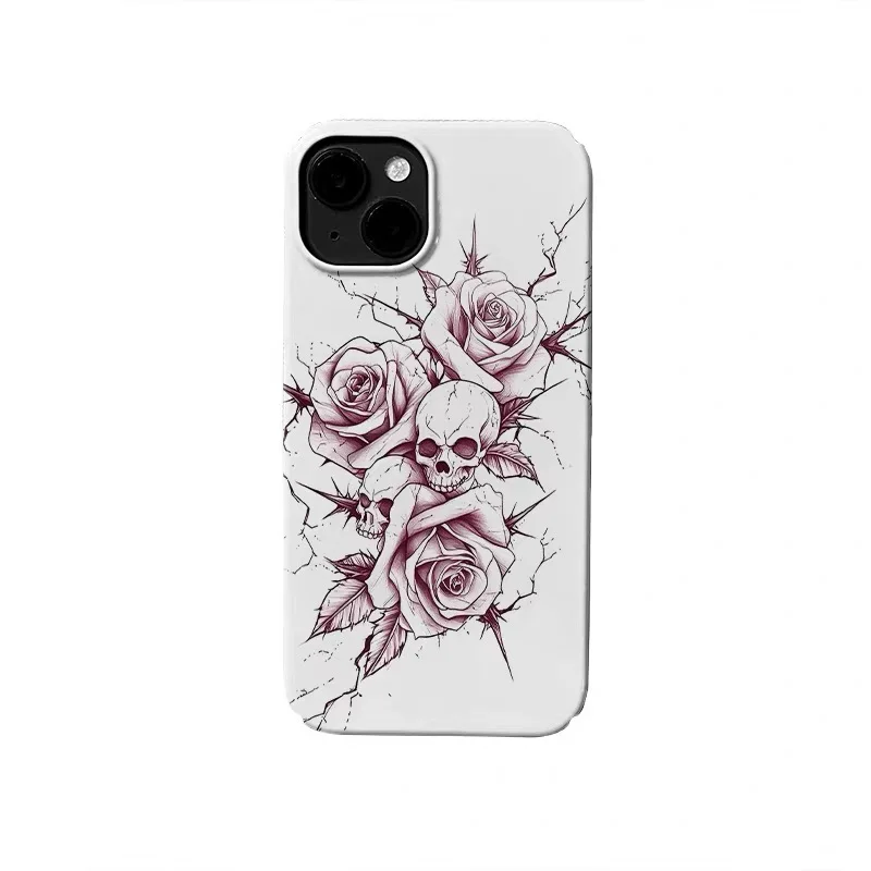 

INS Pink Rose Skull Phone Case for IPHONE 17 Air 16E 15 PROMAX 14 Plus 13 12 MINI 11 PRO 16Plus XR XS MAX SE Acrylic Phone Cover