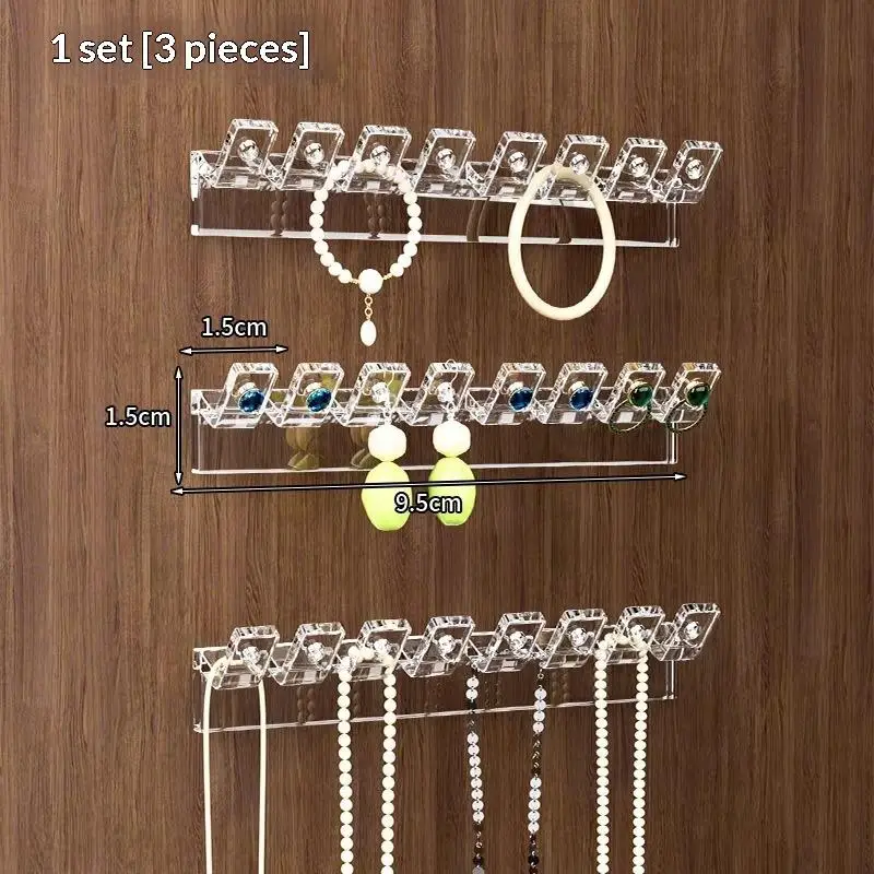 3-teiliger selbstklebender Halsketten-Organizer, platzsparender multifunktionaler Schmuck-Organizer, Halskettenhalter zur Wandmontage – Detail 9