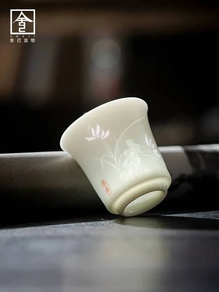 Yingqing Linglong Master Single Cup For Women, Personal Use Cup, Chinese-Style Household Kung Fu Set, High-End Tea Bowl