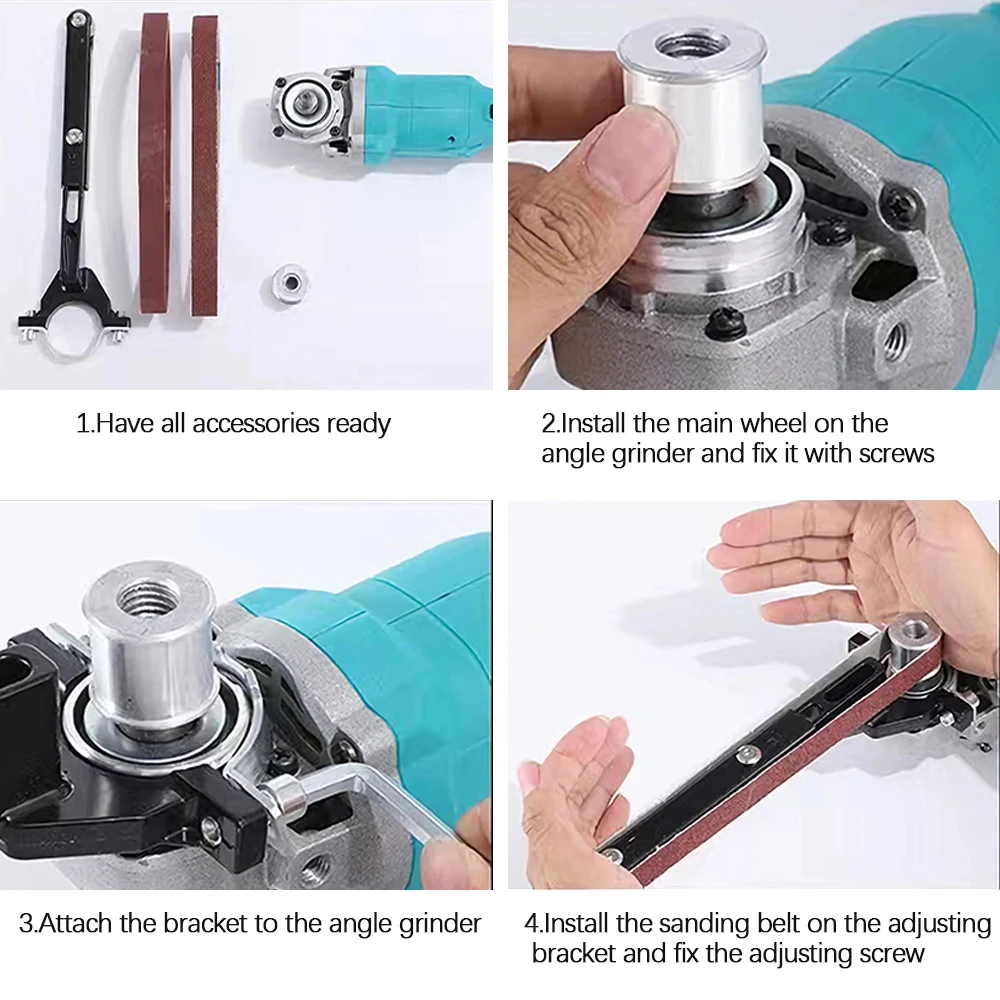 Amoladora angular de conversión de taladro eléctrico, accesorios de herramientas, cinturón de lijado de pulido de recorte, adaptador de soporte de mango de metales
