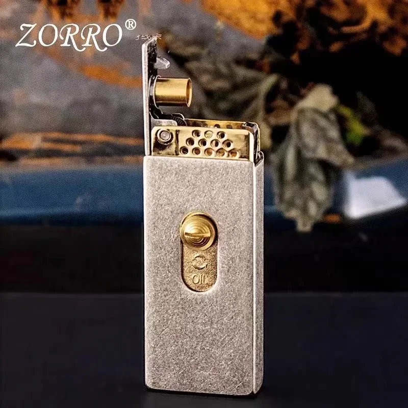 2024 ZORRO New Up Sliding Kerosene Lighter Windproof Grinding Wheel Fuel Lighter Men\'s Smoking Accessories Birthday Gift