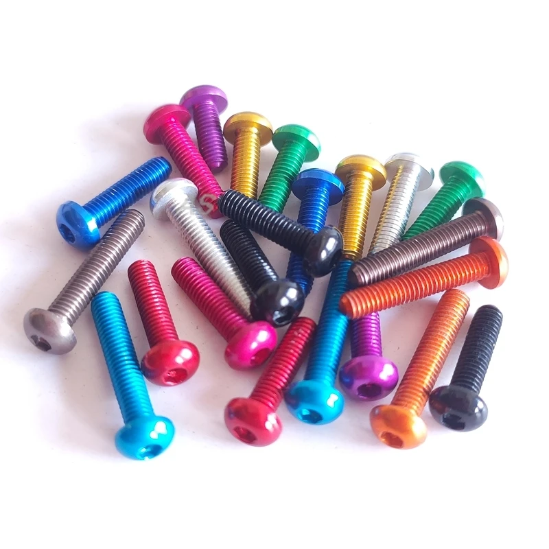10 teile/los M3 Aluminium 7075 allen taste schraube M3 * 5/6/8/10/12/14/16mm Eloxiert Aluminium Hex Buchse Runde kopf Maschine Schraube Schrauben
