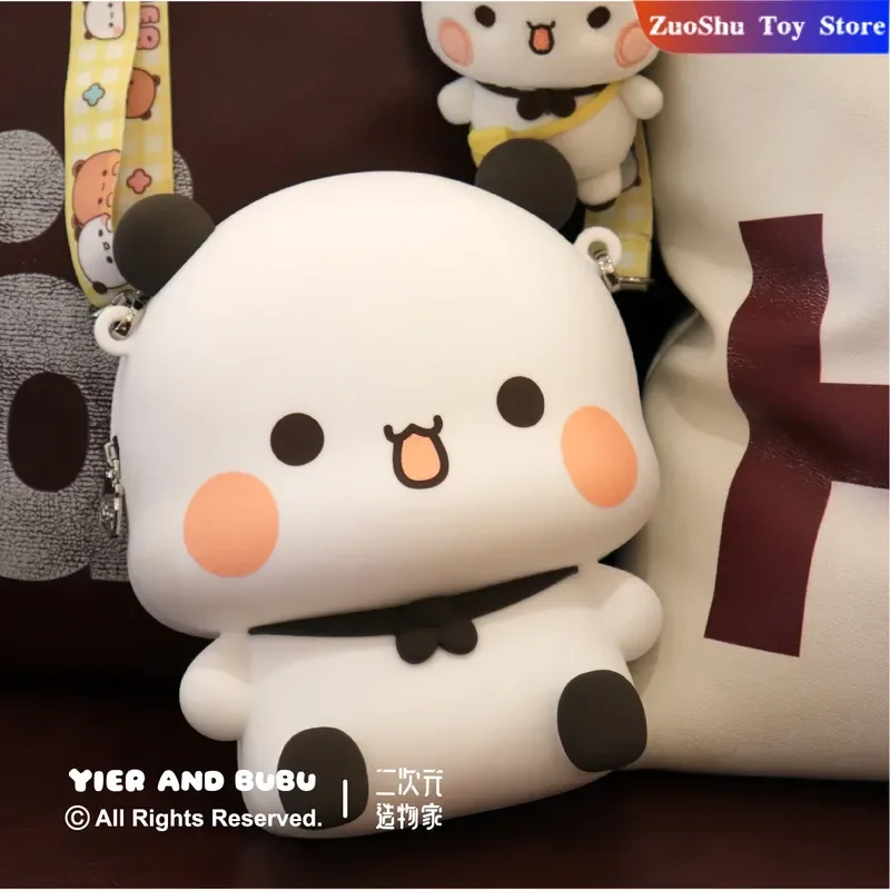 

Original Panda Bubu & Yier Silicone Crossbody Bag Leisure Messenger Bag For Couples Mobile Phone Cover Toy Figure Accessory
