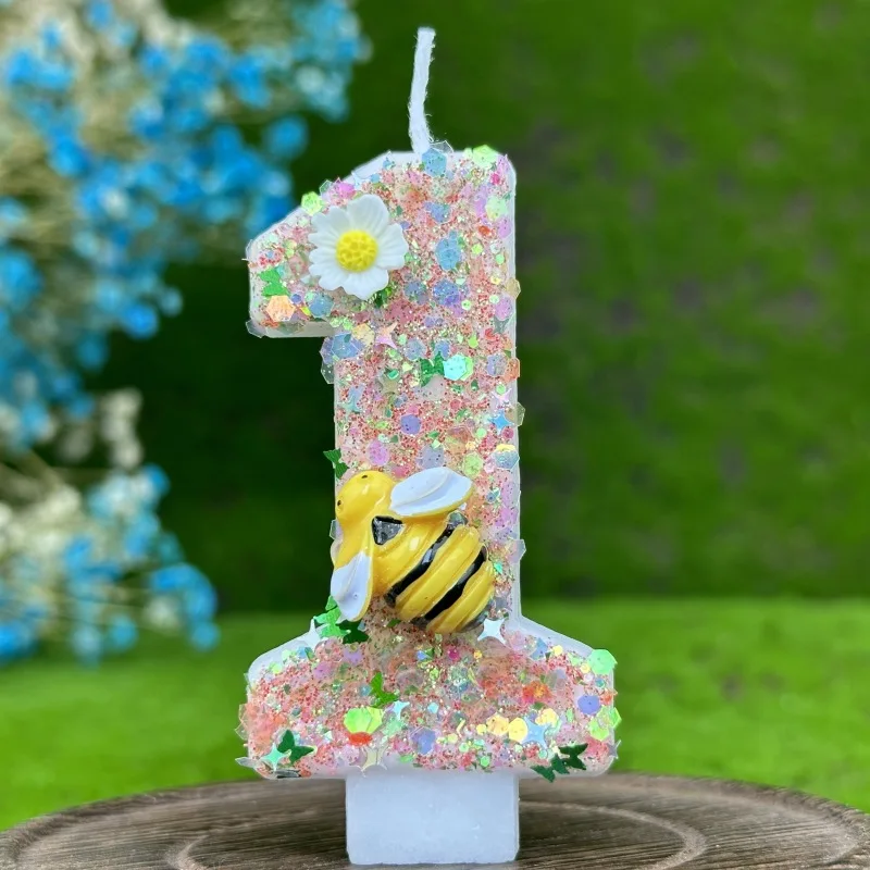 Digital Birthday Candle Cake Party Decoration New Year\'s Eve Creative Bee and Wasp Decorative Candles birthday Cake 0-9 Number