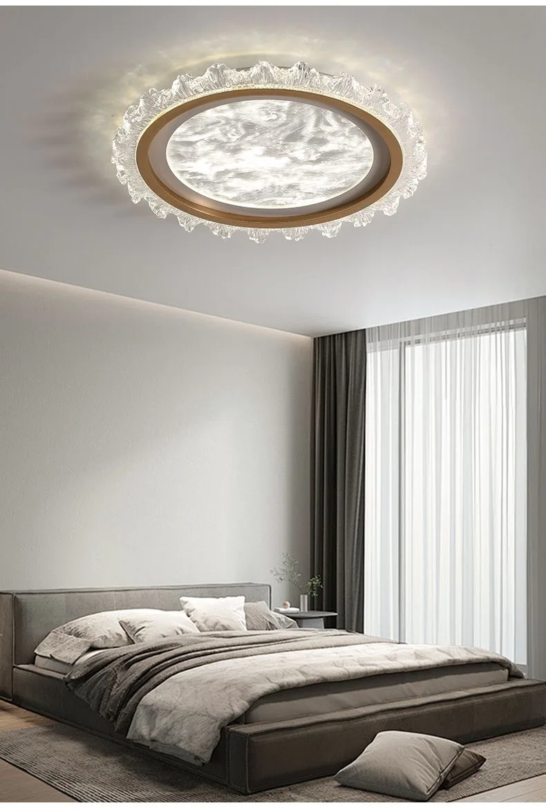 Crystal ceiling lamp, post-modern light luxury bedroom room lamp, household energy-saving eye protection study round lamp