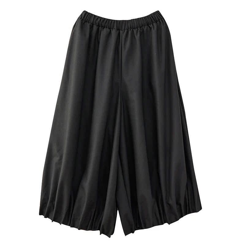 Taille haute pantalon à jambes larges couleur plissée grande taille femmes taille ample grandes cuisses pantalons décontractés automne trajet Sle