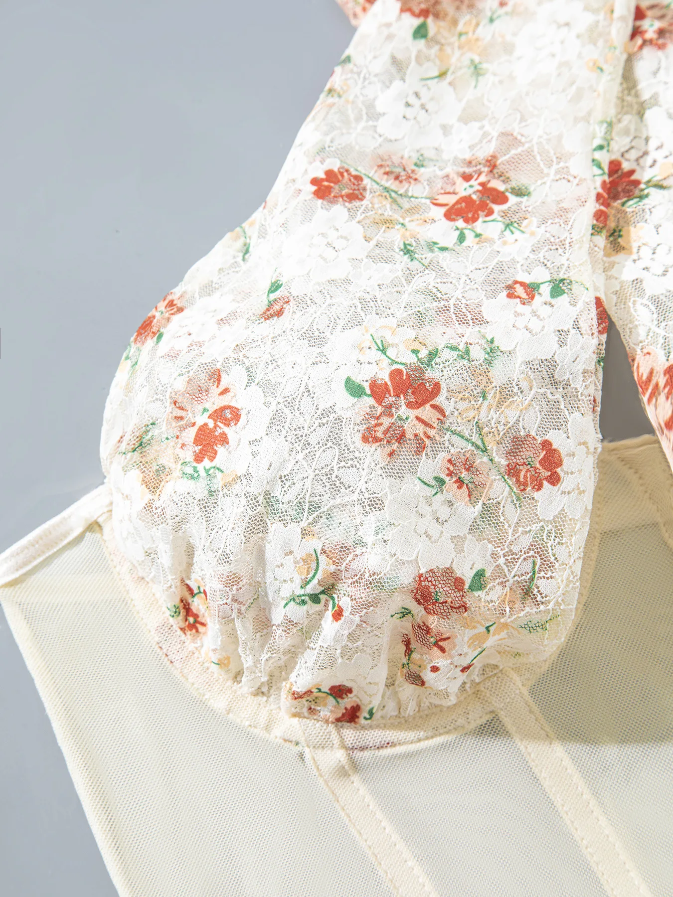 ssTss الساخن فتاة شيك الأزهار المطبوعة ملابس السباحة مثير الرسن بيكيني شبكة Underwire ارتداءها قطعة واحدة تشكيل الخصر Cinching بذلة