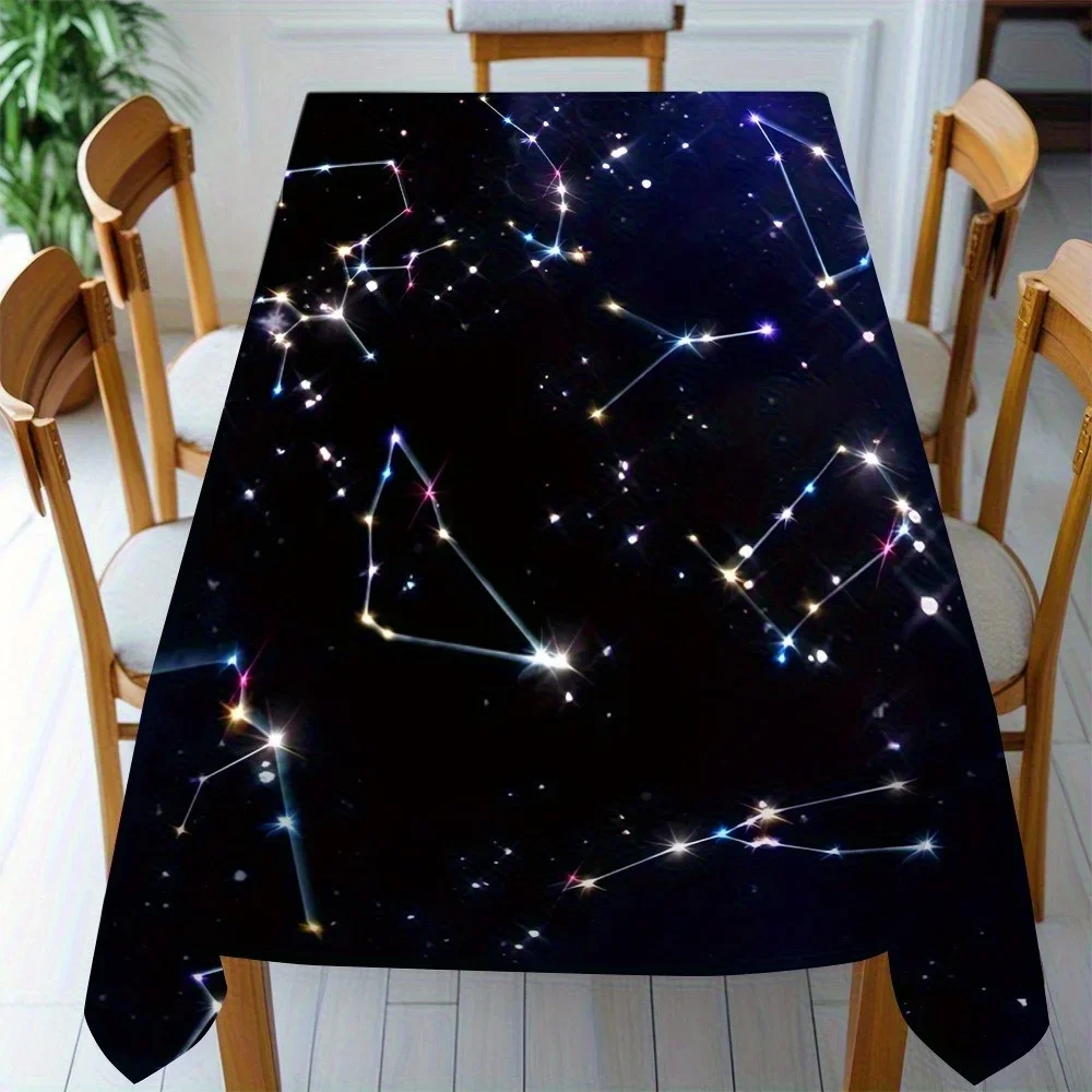 Creative Starry Sky Constellation Pattern Tablecloth - Create a dreamy dining atmosphere. Polyester fiber tablecloth.xzj