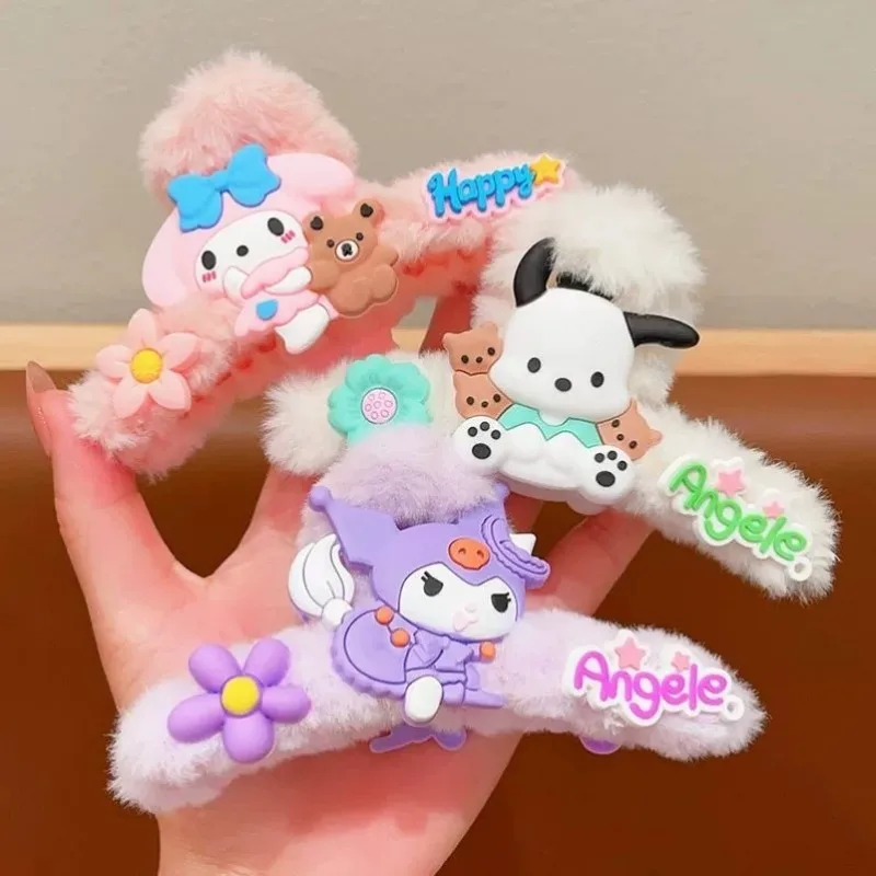 Sanrio Cinnamoroll Cartoon Dolls Barrette Anime Action Figures Kuromi Cinnamoroll My Melody Decoration Q Figurals Cute Girl Gift