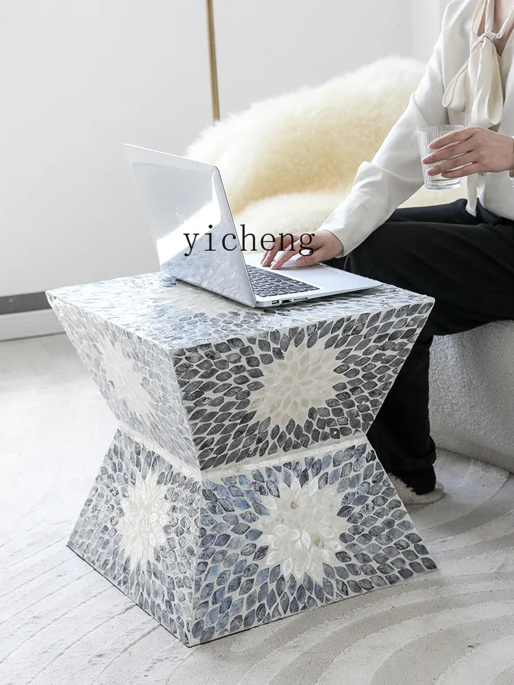 natural shell edge few household living room coffee table high-end sofa corner few balcony square side table
