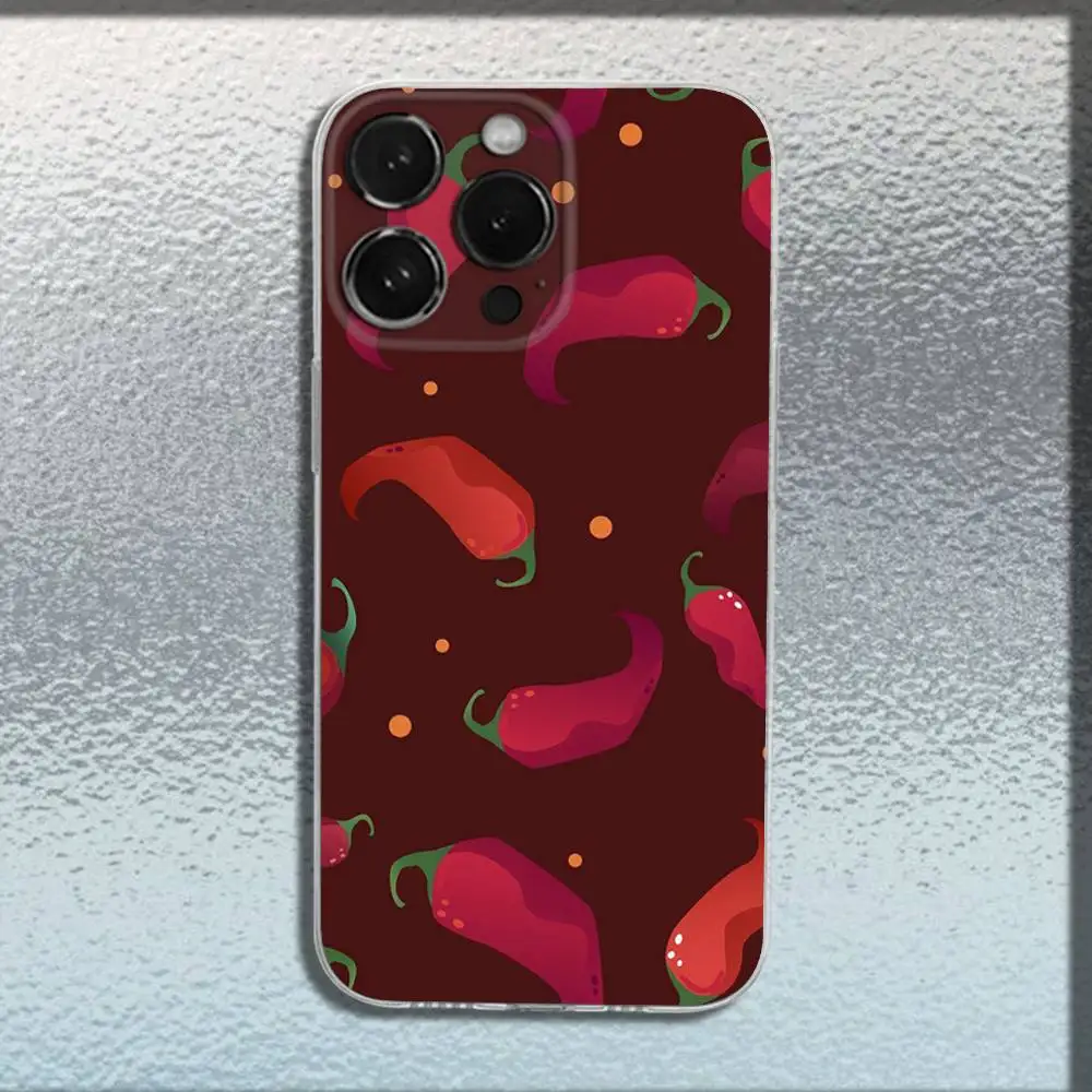 귀여운 칠리 아트 폰 케이스 아이폰 17,16,15,14,13,12,프로,맥스,플러스,E,SE4,에어,미니 투명 커버