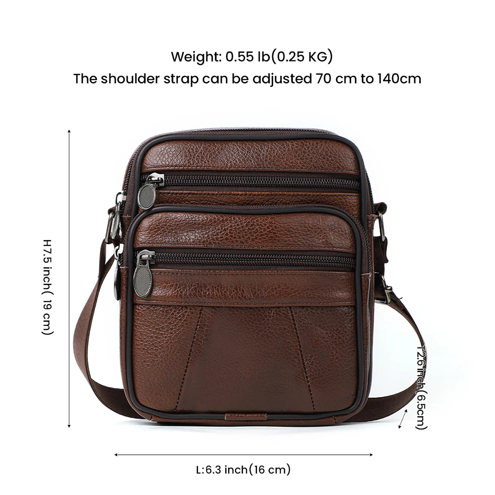 2024 New Casual Vintage Brown Black Coffee Cowhide Genuine Leather Shoulder Mini Women Men Messenger Bag for Phone Purse M6033