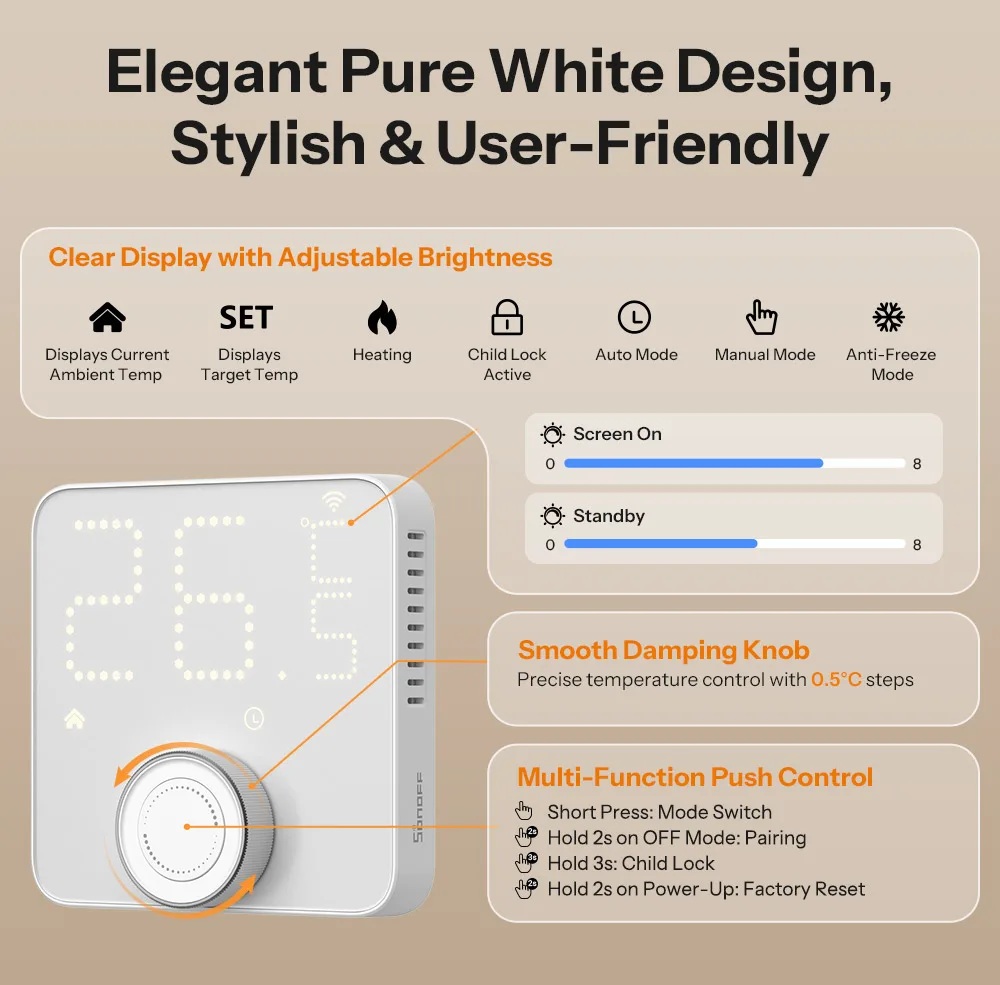 SONOFF Thermostat-Kern Zigbee Smart Thermostat TP-WGZBA, Doppelte Ausgänge, für Hydronik-Heizung & Heizkessel, kompatibel mit Home Assistant. – Detail 3