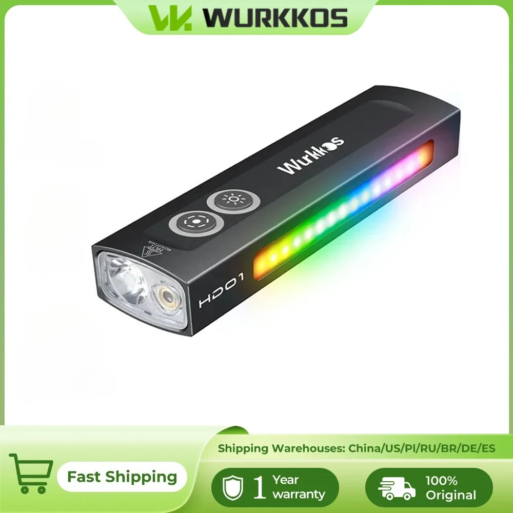Wurkkos NEW HD01 Multifunctional Flashlight 1200 LM with Green Light White Light 90CRI Side RGB Lights IP65 Waterproof Hiking