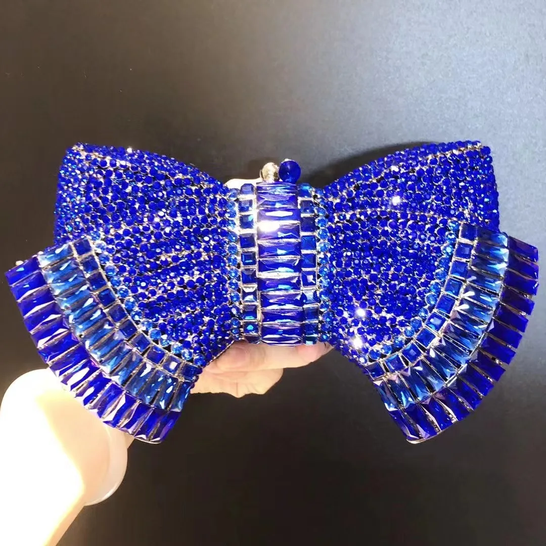 Imagem -03 - Bolsa de Noite de Cristal Arco para Mulheres Embreagem Azul e Roxa Bolsa de Casamento de Diamante Bolsas Strass para Senhora Embreagem Nupcial de Festa Luxo Nova