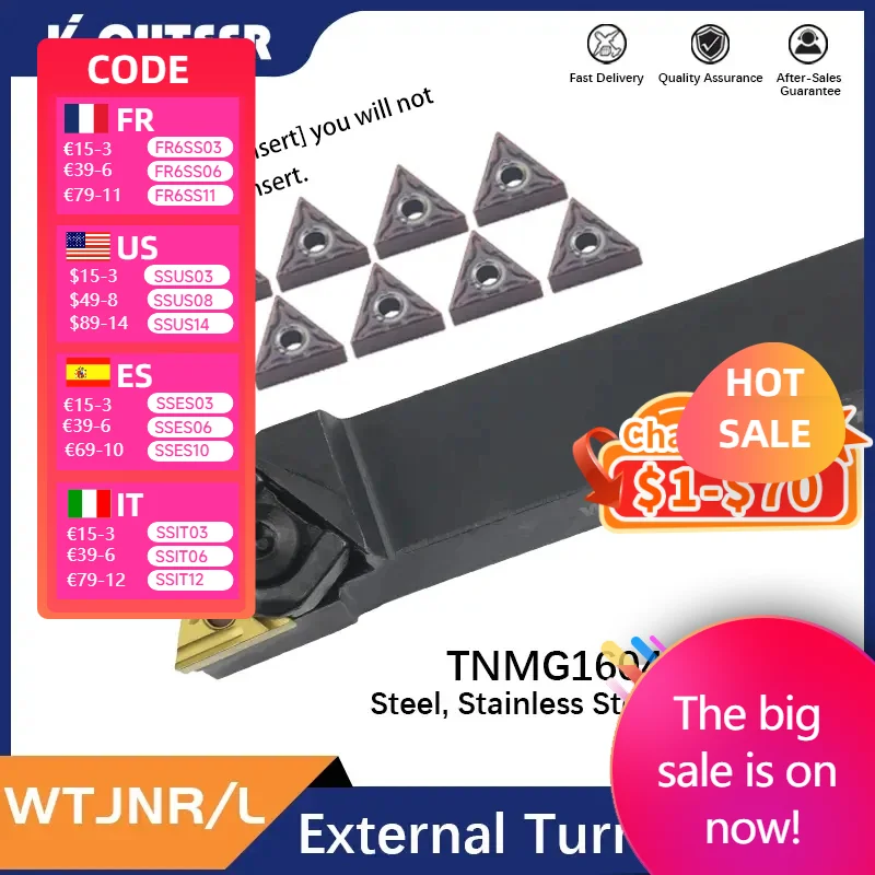 1 pieza de WTJNR1616H16 WTJNR2020K16 WTJNR3232P16 Portaherramientas de torneado triangular externo 10 piezas de juego de herramientas de torno con