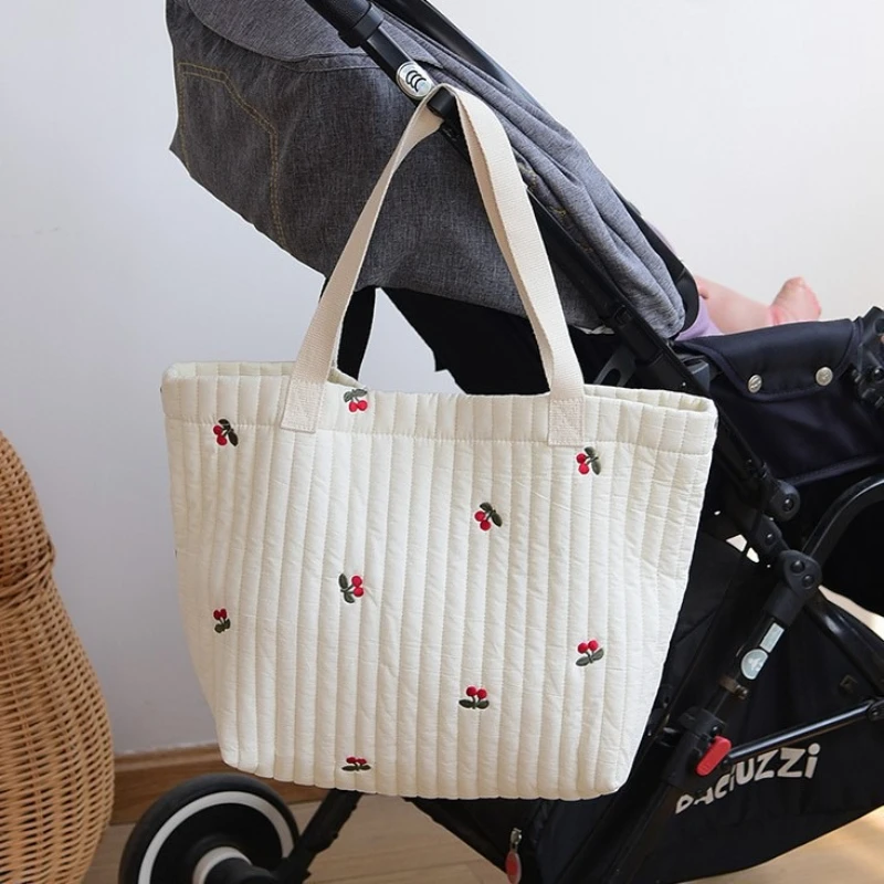 Cotton Embroidery Baby Diaper Bag Large Capacity Mommy Tote Bag Multifunctional Baby Items Organizer Women Shoulder Nappy Bag
