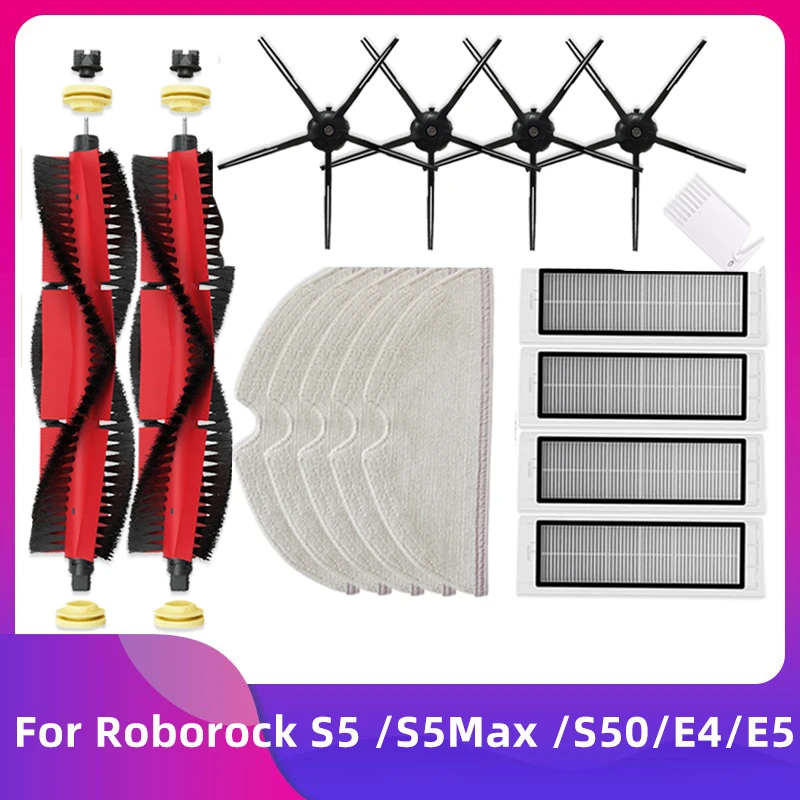 For Roborock S5 Max S50 S502 S55 S6 Pure E4 E5 Xiaomi Robot 1S SDJQR01RR Vacuum Cleaner  Brush Mops Hepa Filters Accessories