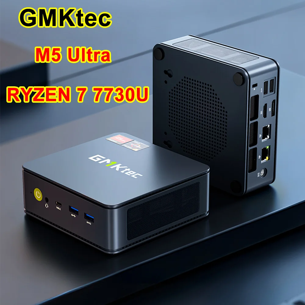 GMKtec M5 Ultra MINI PC Ryzen 7730U Win11 Pro WiFi 6E BT5.2 DDR4 3200MT/s Dual Cooling Fans 2.5G LAN*2 RJ45 Desk Gaming Computer